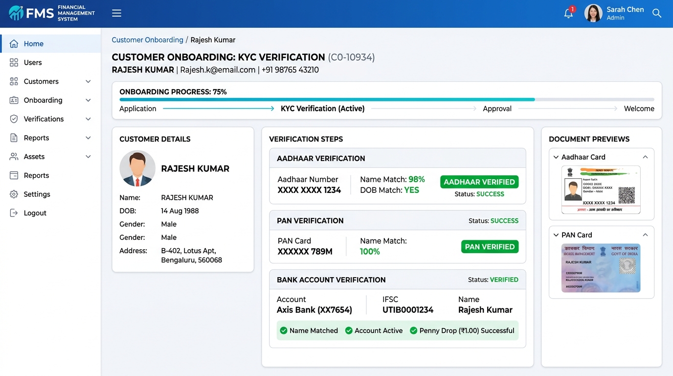 KYC Verification Module Screen
