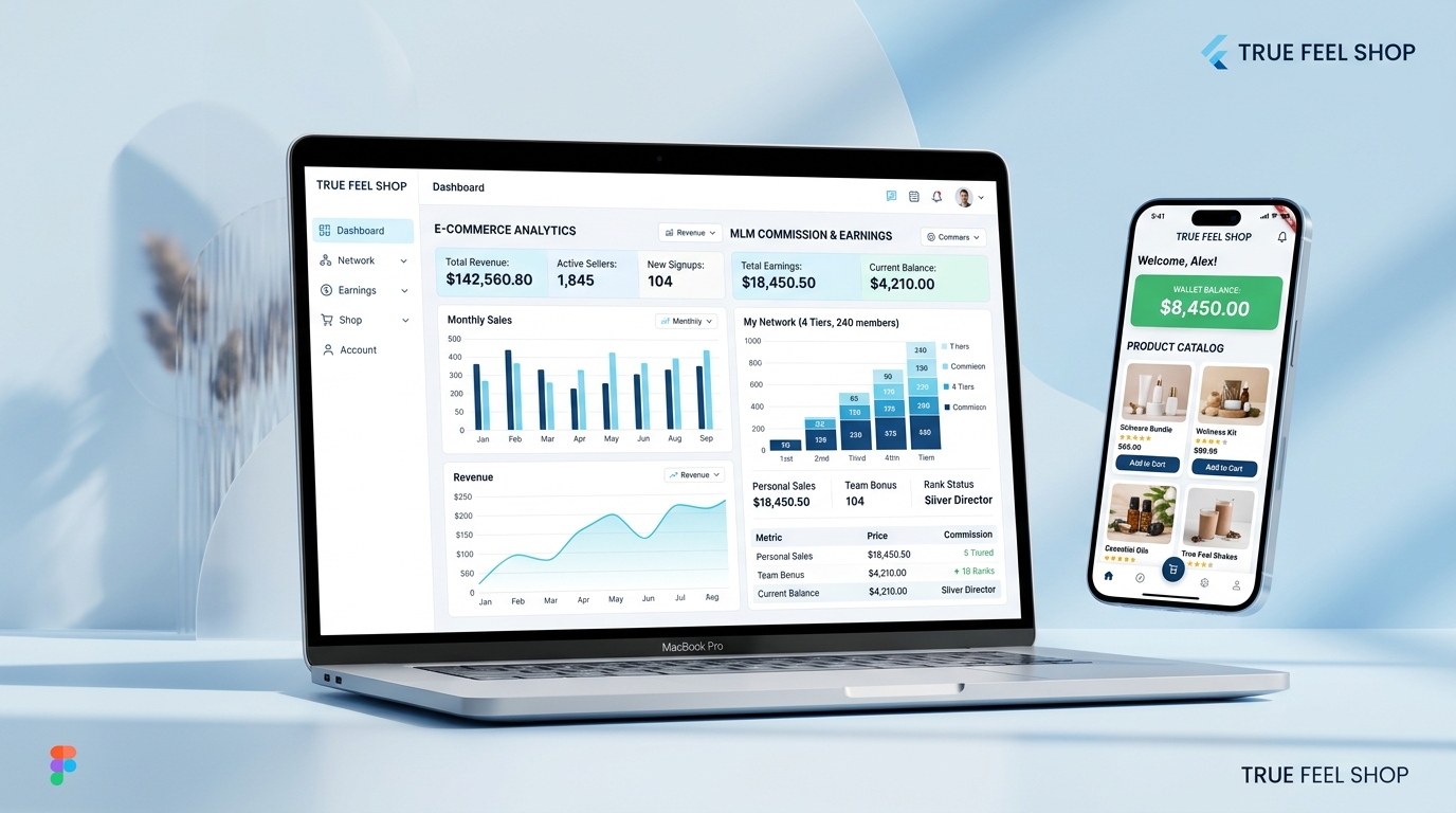 True Feel Shop MLM and E-commerce Platform Architecture by Codepluse